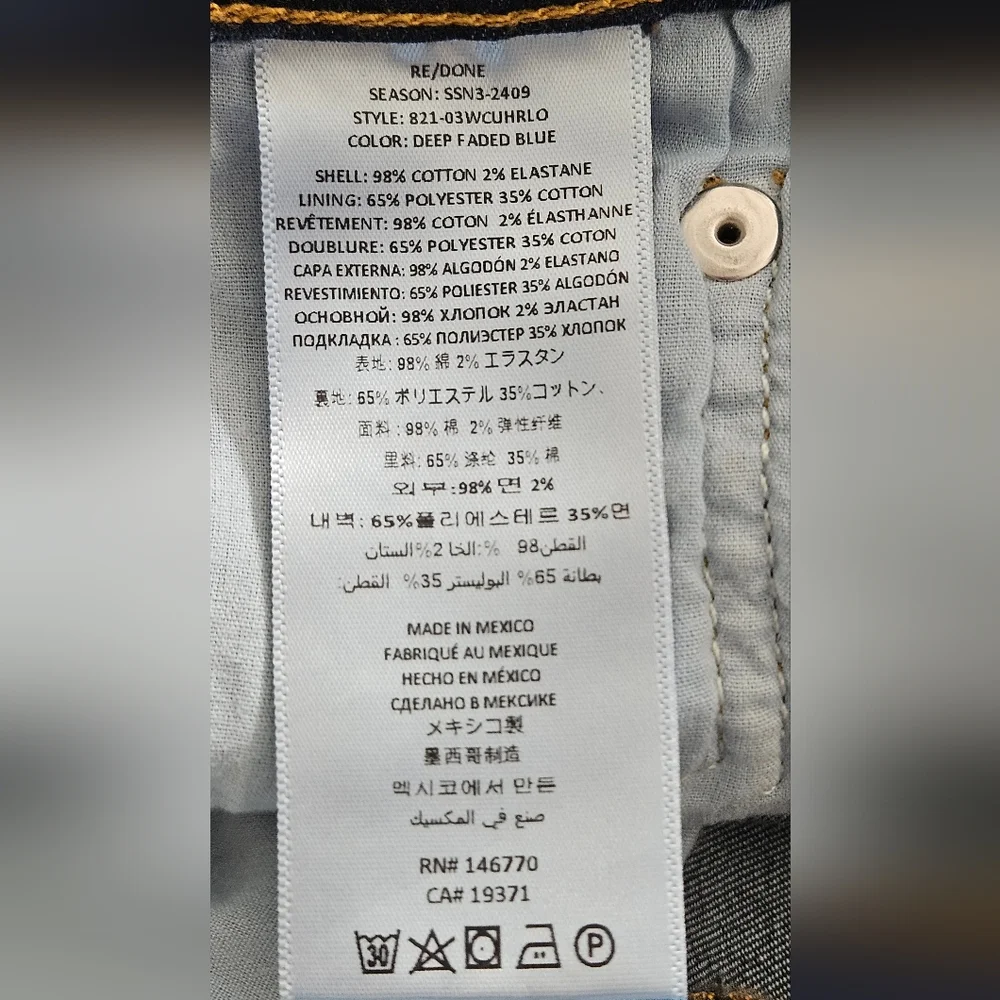 NWT RE/DONE Women's 90s High Rise Loose Jeans: Deep Faded Blue: Size- 30 - Picture 12 of 15